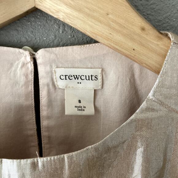 Crewcuts Gold Metallic Tiered Shimmer Short Sleeve Dress - 8 - Picture 4 of 8